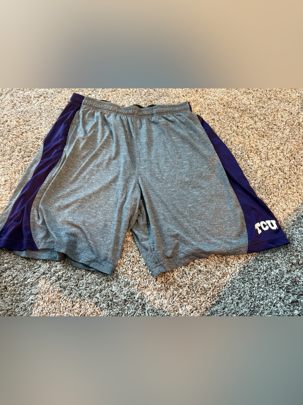 TCU Rivalry Threads Gray Athletic Shorts with Purple Side Panels